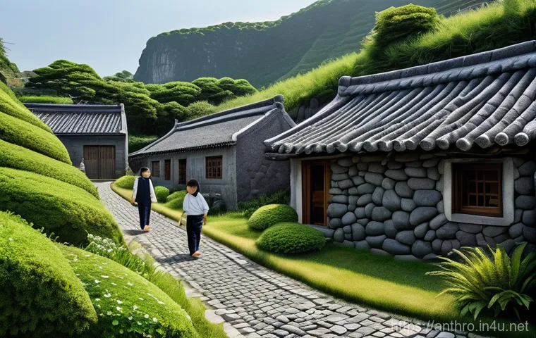 기후와 문화적 적응 - **Prompt:** A bustling street scene in a modern Korean city, subtly depicting the confusion of seaso...