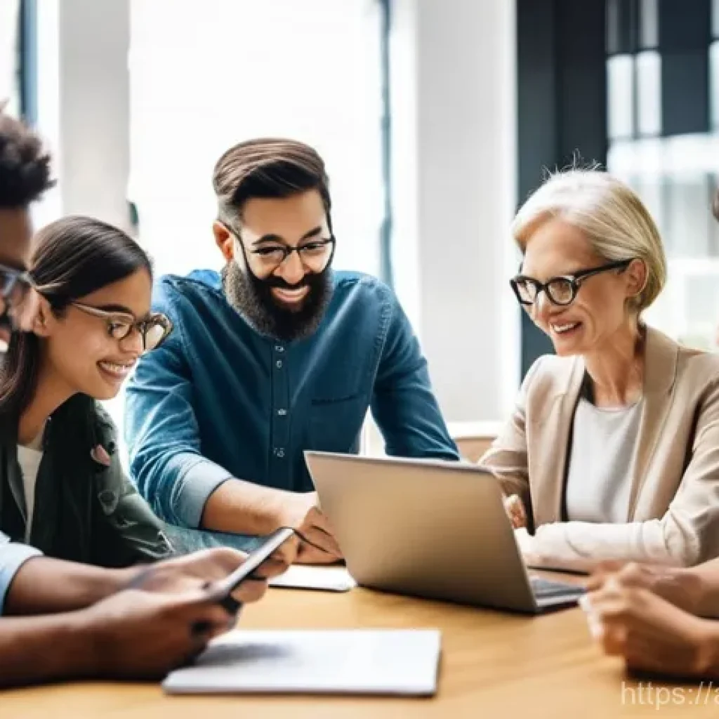 문화인류학의 사회적 역할 - **Prompt:** A dynamic, brightly lit co-working space bustling with individuals representing diverse ...