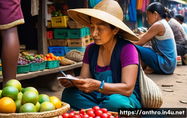 문화인류학 공통 과목 - A female anthropologist, dressed in practical outdoor clothing and wearing a sun hat, is sitting cro...